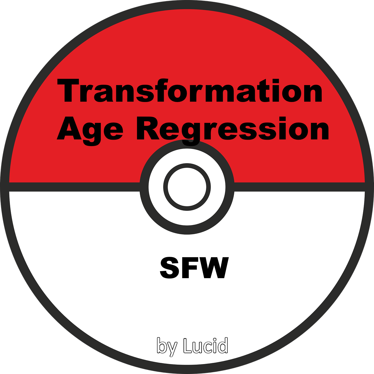 Red and white pokeball background; Transformation and Age Regression; SFW; by Lucid